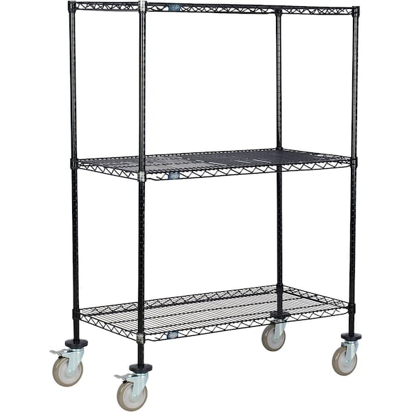Nexel 3 Shelf Truck, Black Epoxy, 60inW x 24inD x 69inH, Polyurethane Swivel Casters, 2 Brakes B3156972 - main